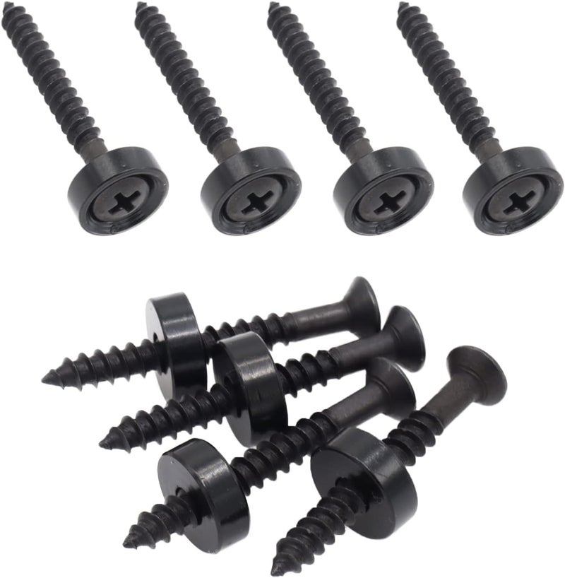 Cheerock Black Guitar Neck Joint Bushings and Bolts, 8pcs Metal Guitar Neck Ferrules with Screws, Guitar Neck Replacement Parts Compatible with Electric Guitar or Bass - Image 1